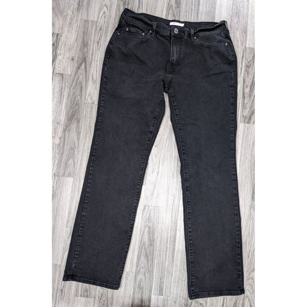 Levi‎ Strauss & Co 505 Womens Size 31 Embroidered Straight Black Denim Jeans
